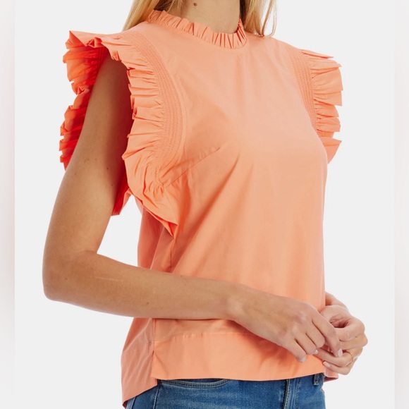 NWT ENGLISH FACTORY RUFFLES SLEEVE POPLIN BLOUSE - Picture 3 of 8